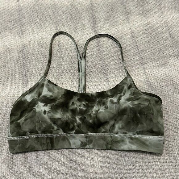 Lululemon Flow Y Sports Bra Size 8 Diamond Dye Medium Olive Padded Rare - Picture 1 of 6
